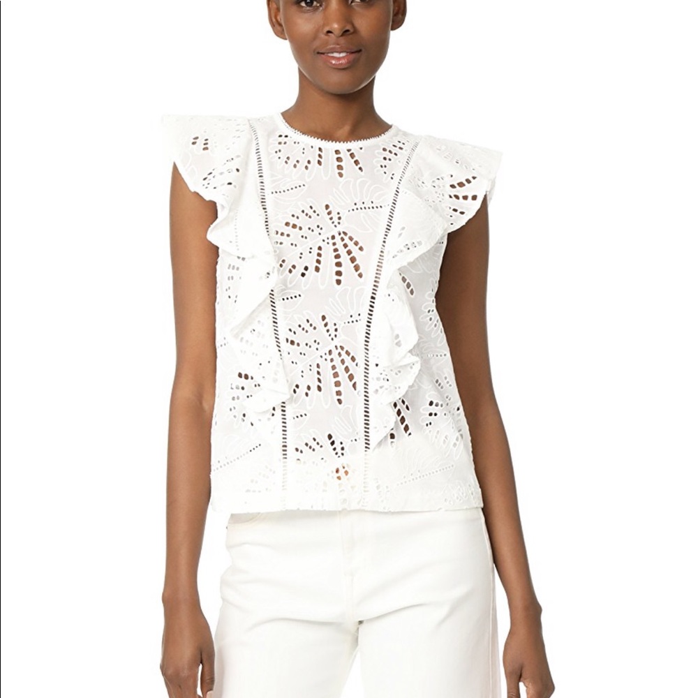 Suncoo Lorian Top, White eyelet, size M